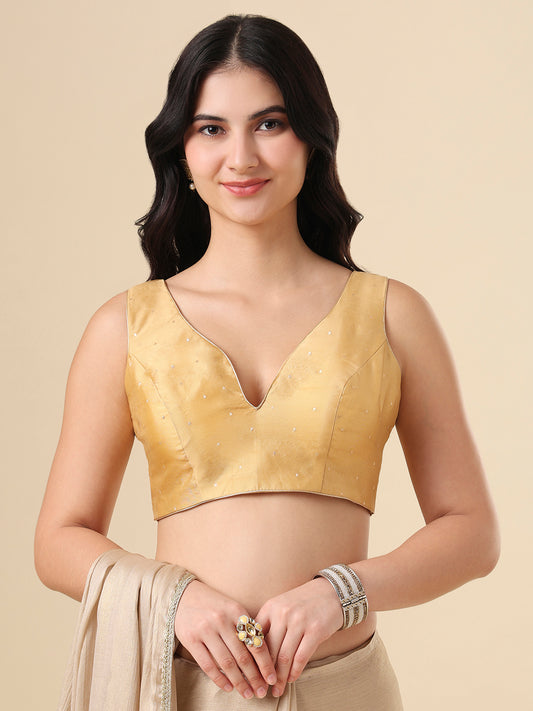 Gold Silk Sweetheart Neck Readymade Blouse