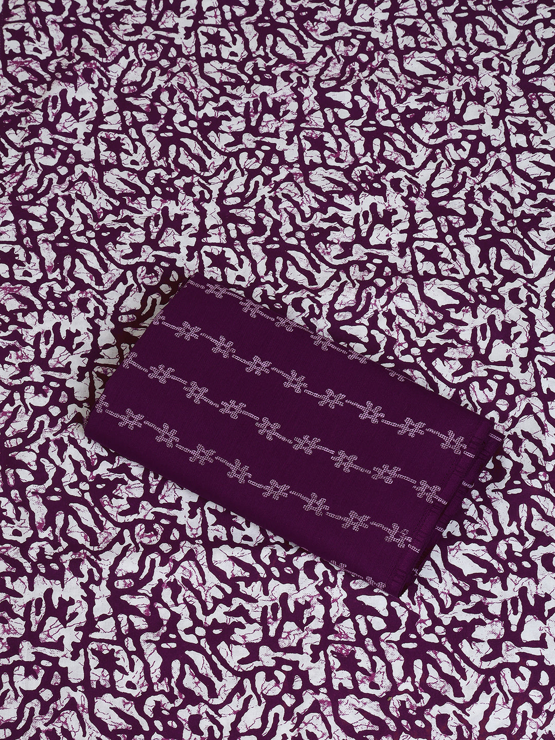 Purple Cotton Printed Unstitched Dress Material (2 Pc)