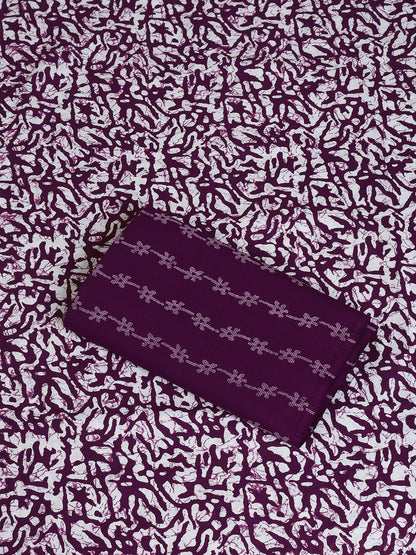 Purple Cotton Printed Unstitched Dress Material (2 Pc)