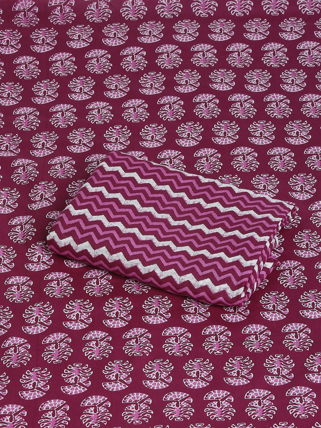 Purple Cotton Printed Unstitched Dress Material (2 Pc)