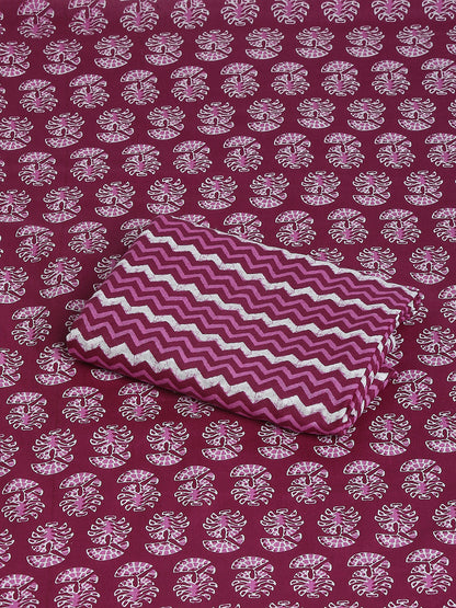 Purple Cotton Printed Unstitched Dress Material (2 Pc)