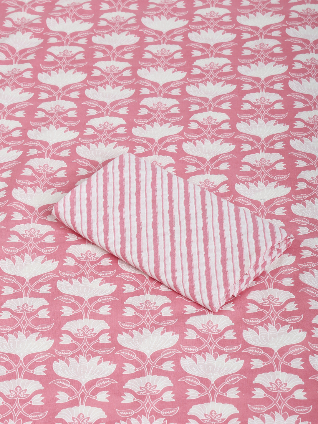 Pink Cotton Printed Unstitched Dress Material (2 Pc)