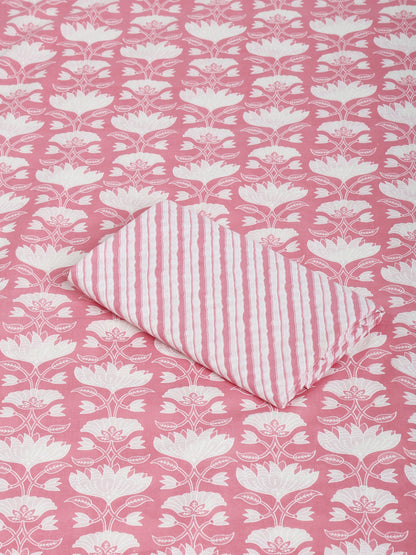 Pink Cotton Printed Unstitched Dress Material (2 Pc)