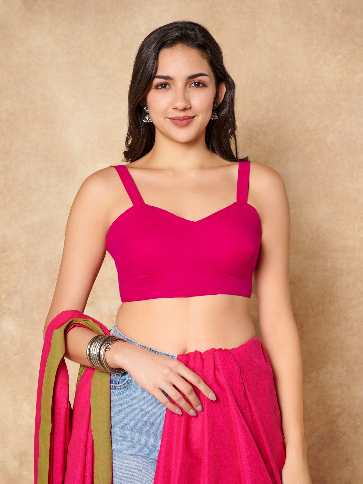 Pink Pure Cotton Sleeveless Readymade Blouse