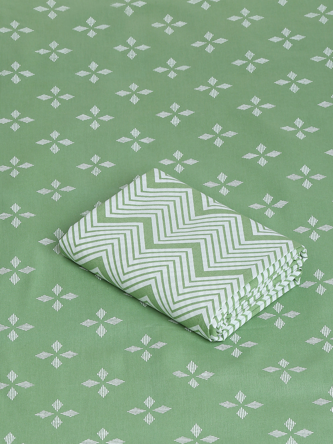 Green Cotton Printed Unstitched Dress Material (2 Pc)