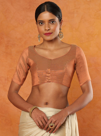 Copper Tissue Sweetheart Neck Readymade Blouse