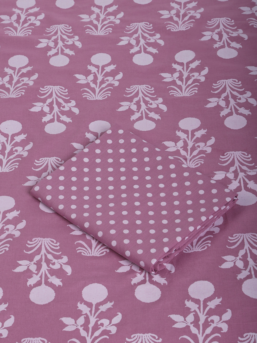 Mauve Printed Cotton Printed Unstitched Dress Material (2 Pc)