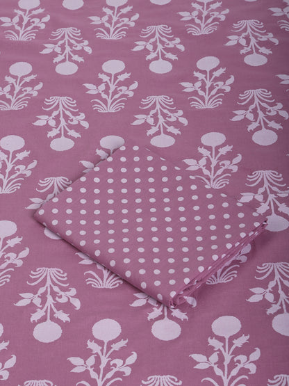 Mauve Printed Cotton Printed Unstitched Dress Material (2 Pc)