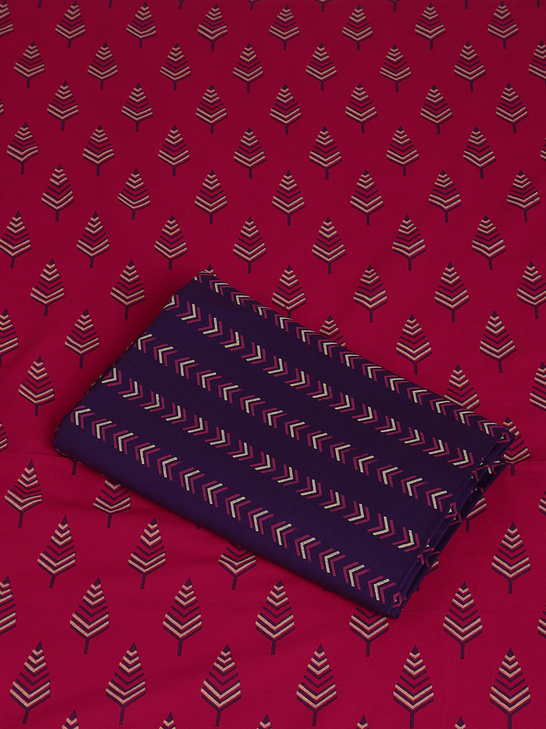 Purple Cotton Printed Unstitched Dress Material (2 Pc)