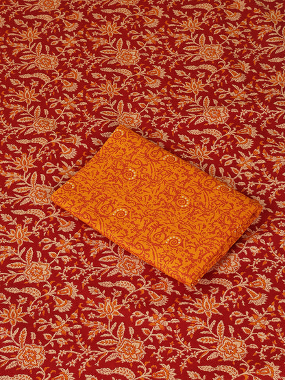 Maroon Cotton Printed Unstitched Dress Material (2 Pc)