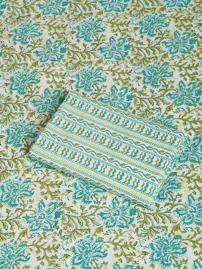 Green Printed Cotton Printed Unstitched Dress Material (2 Pc)