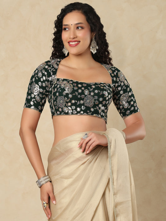 Green Georgette Sweetheart Readymade Blouse