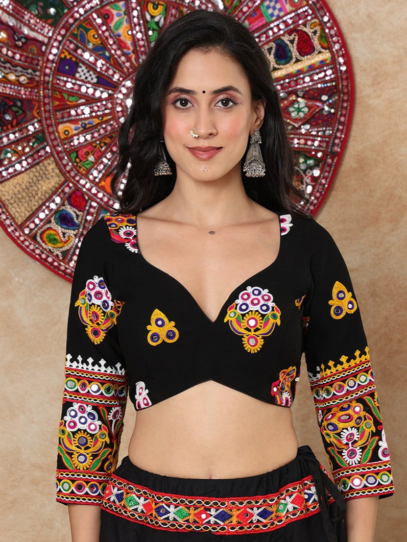 Black Georgette Sweetheart Neck Readymade Blouse