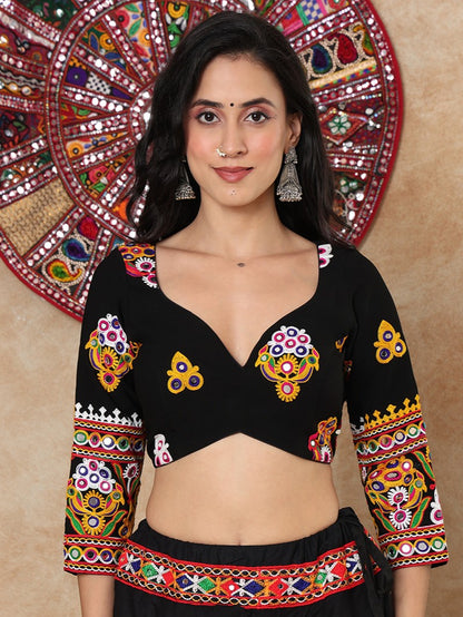 Black Georgette Sweetheart Neck Readymade Blouse