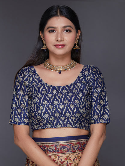 KALAMKARI Beige Printed Pure Cotton Saree