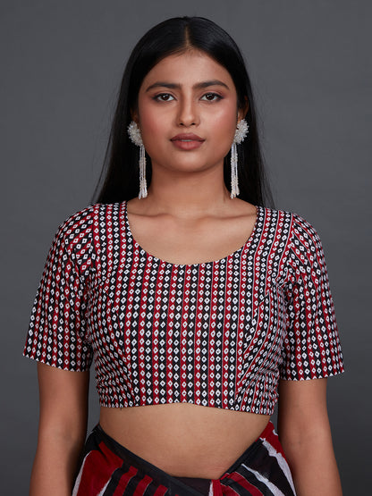 ORISHA COTTON Maroon Sambalpuri Printed Pure Cotton Saree