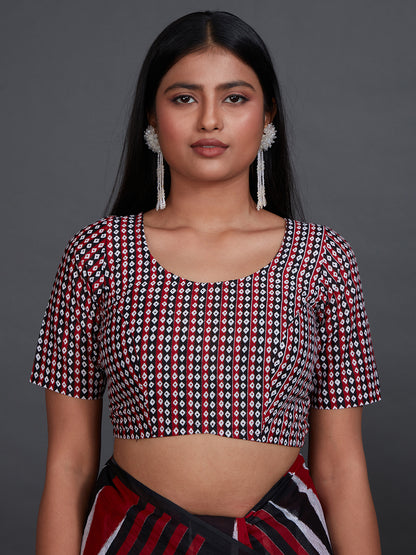 ODISHA COTTON Black Sambalpuri Printed Pure Cotton Saree
