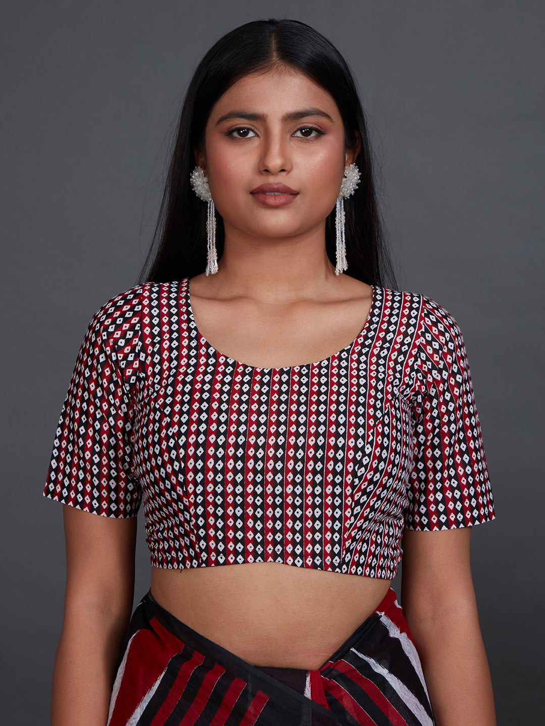 ODISHA COTTON Red Sambalpuri Printed Pure Cotton Saree