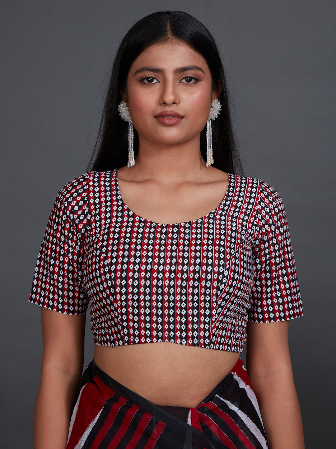 ODISHA COTTON Black Sambalpuri Printed Pure Cotton Saree