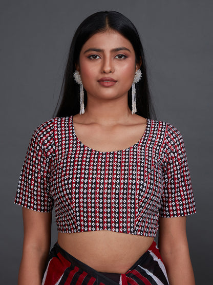 ODISHA COTTON Red Sambalpuri Pure Cotton Saree