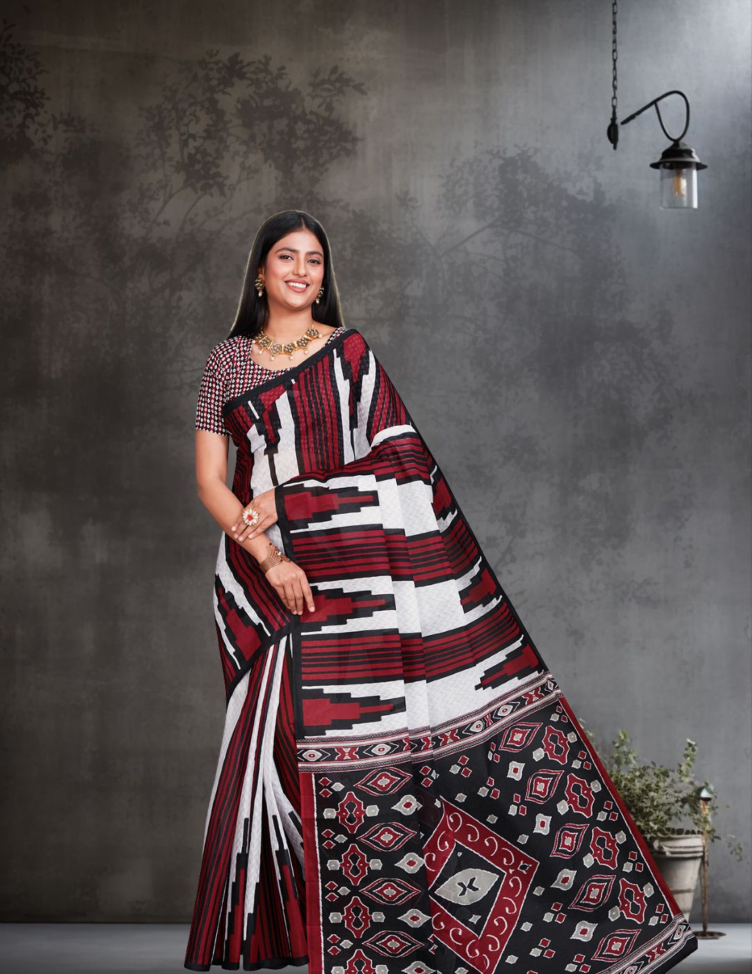 ODISHA COTTON Maroon Sambalpuri Pure Cotton Saree