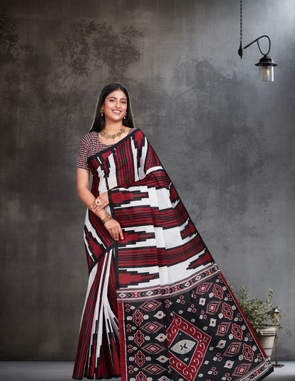 ODISHA COTTON Maroon Sambalpuri Pure Cotton Saree