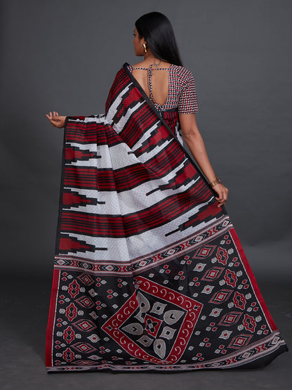 ODISHA COTTON Maroon Sambalpuri Pure Cotton Saree