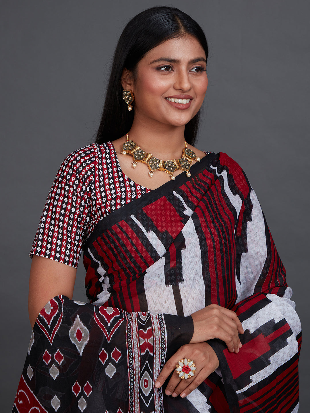 ODISHA COTTON Maroon Sambalpuri Pure Cotton Saree