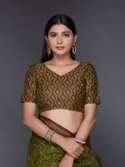 KALAMKARI Green Printed Pure Cotton Saree