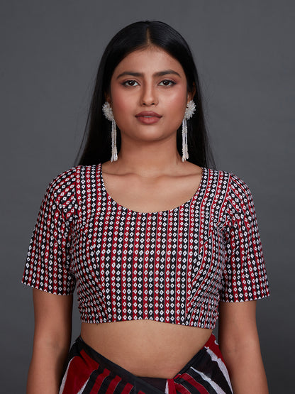 ODISHA COTTON Red Sambalpuri Printed Pure Cotton Saree