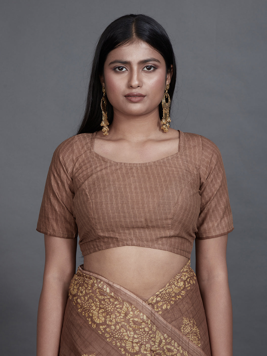 TANUSHRI Brown Printed Pure Cotton Saree