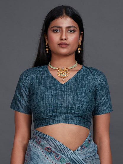 ANJLEE Grey Printed Pure Cotton Saree