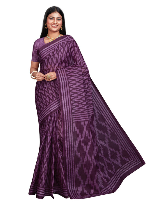 ANJLEE Purple Printed Pure Cotton Saree