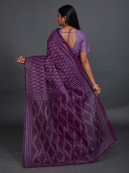 ANJLEE Purple Printed Pure Cotton Saree