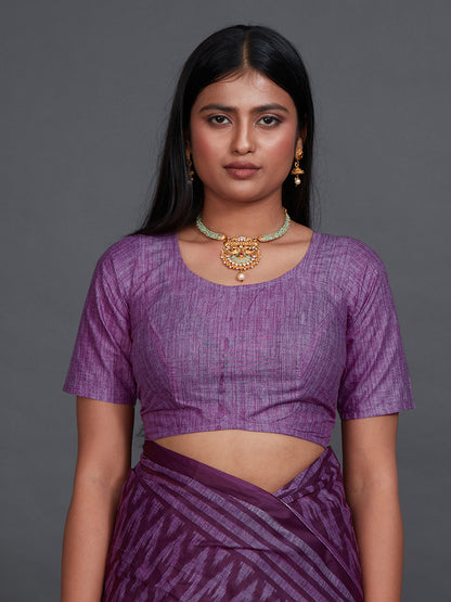 ANJLEE Purple Printed Pure Cotton Saree
