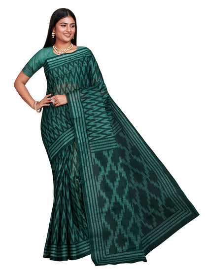ANJLEE Green Printed Pure Cotton Saree