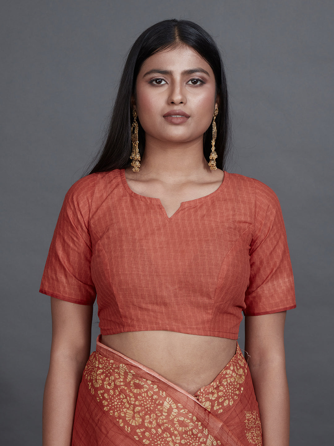 TANUSHRI Peach Printed Pure Cotton Saree
