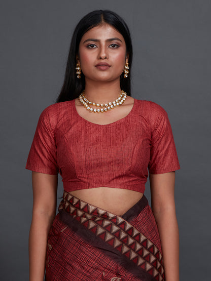 ANJLEE Red Printed Pure Cotton Saree