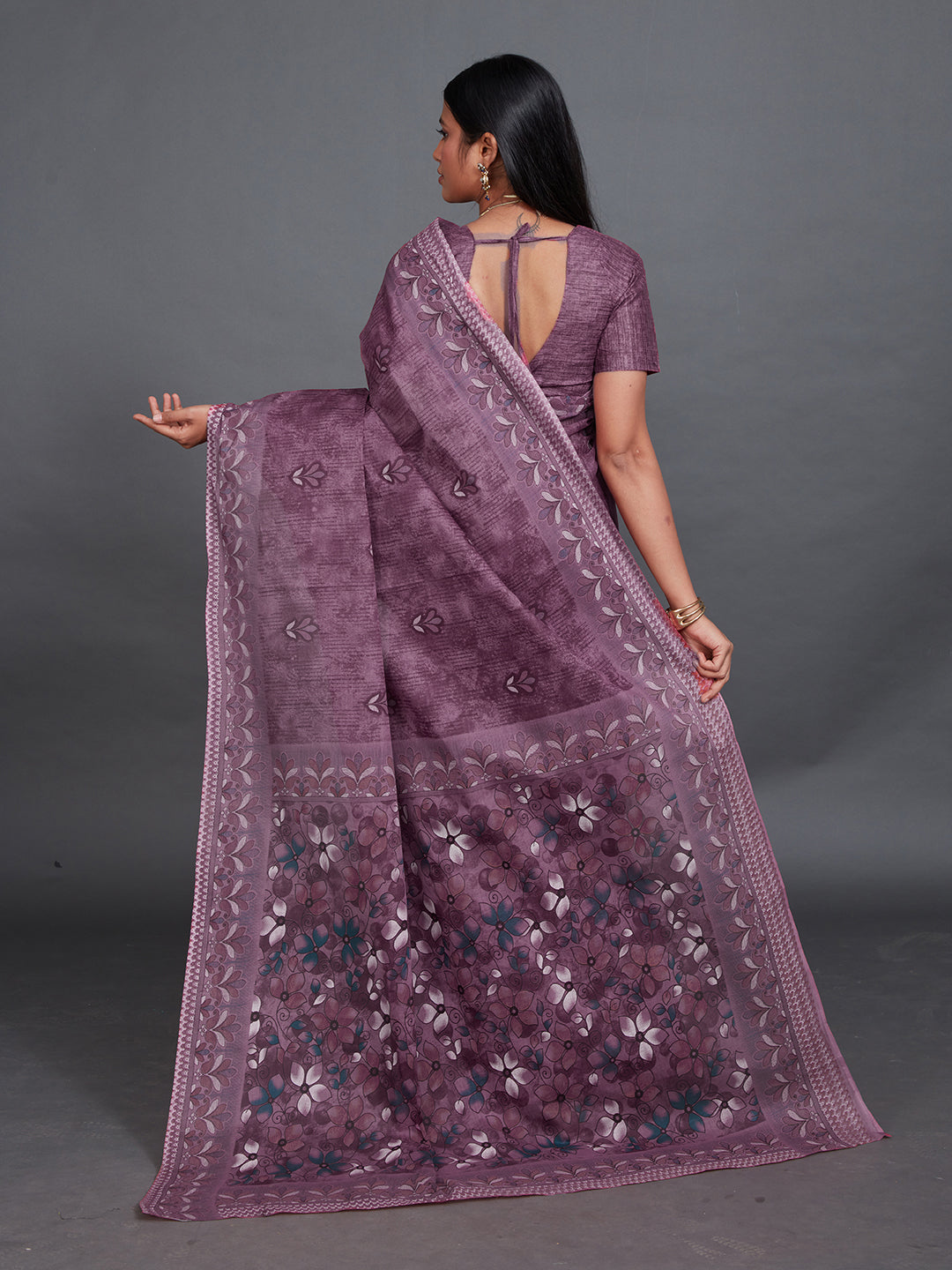 SAMAIRA Mauve Printed Pure Cotton Saree