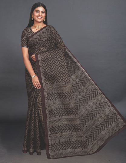SAMAIRA Wine Printed Pure Cotton Saree