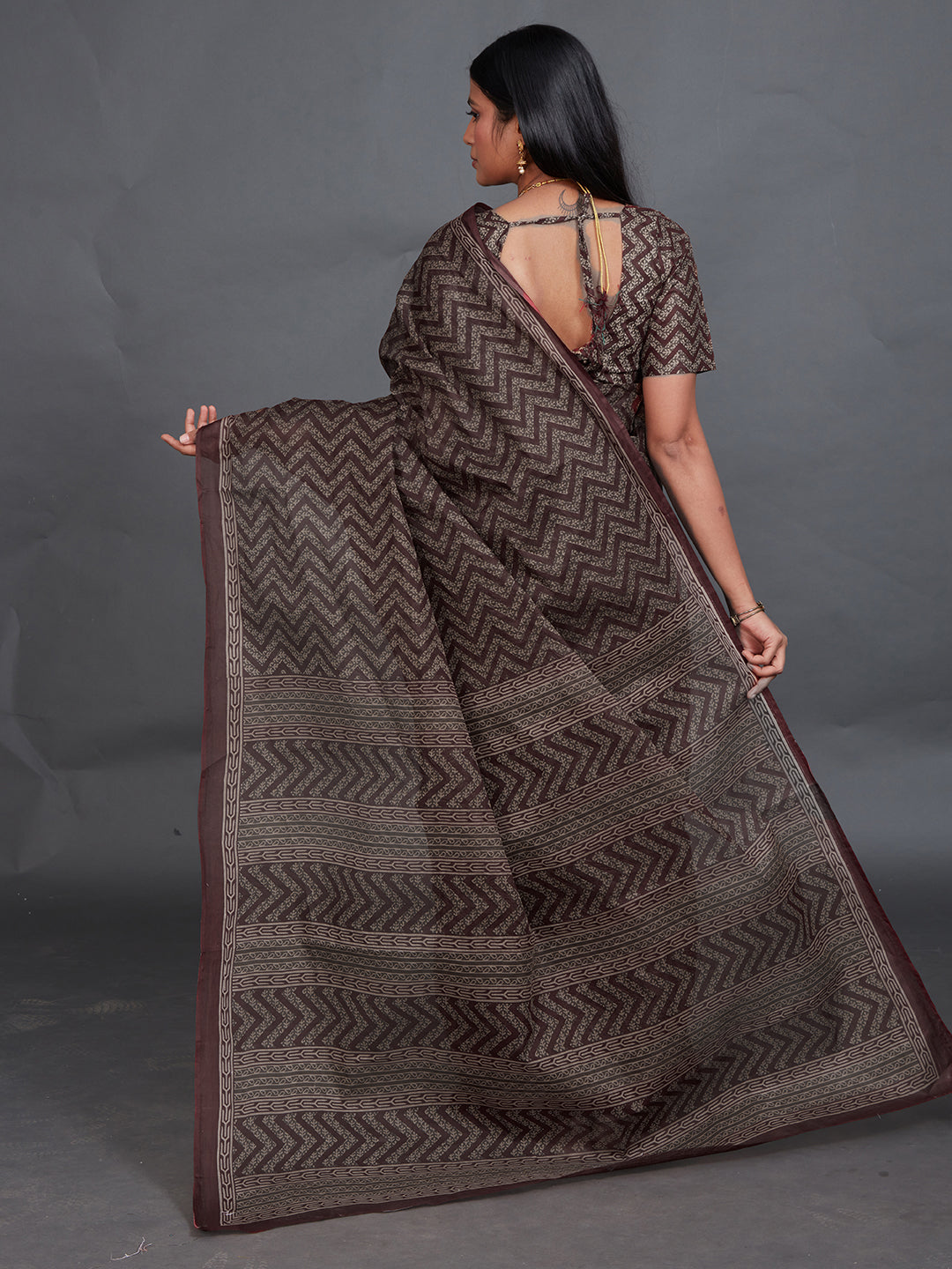 SAMAIRA Wine Printed Pure Cotton Saree