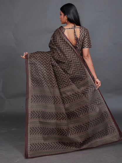 SAMAIRA Wine Printed Pure Cotton Saree