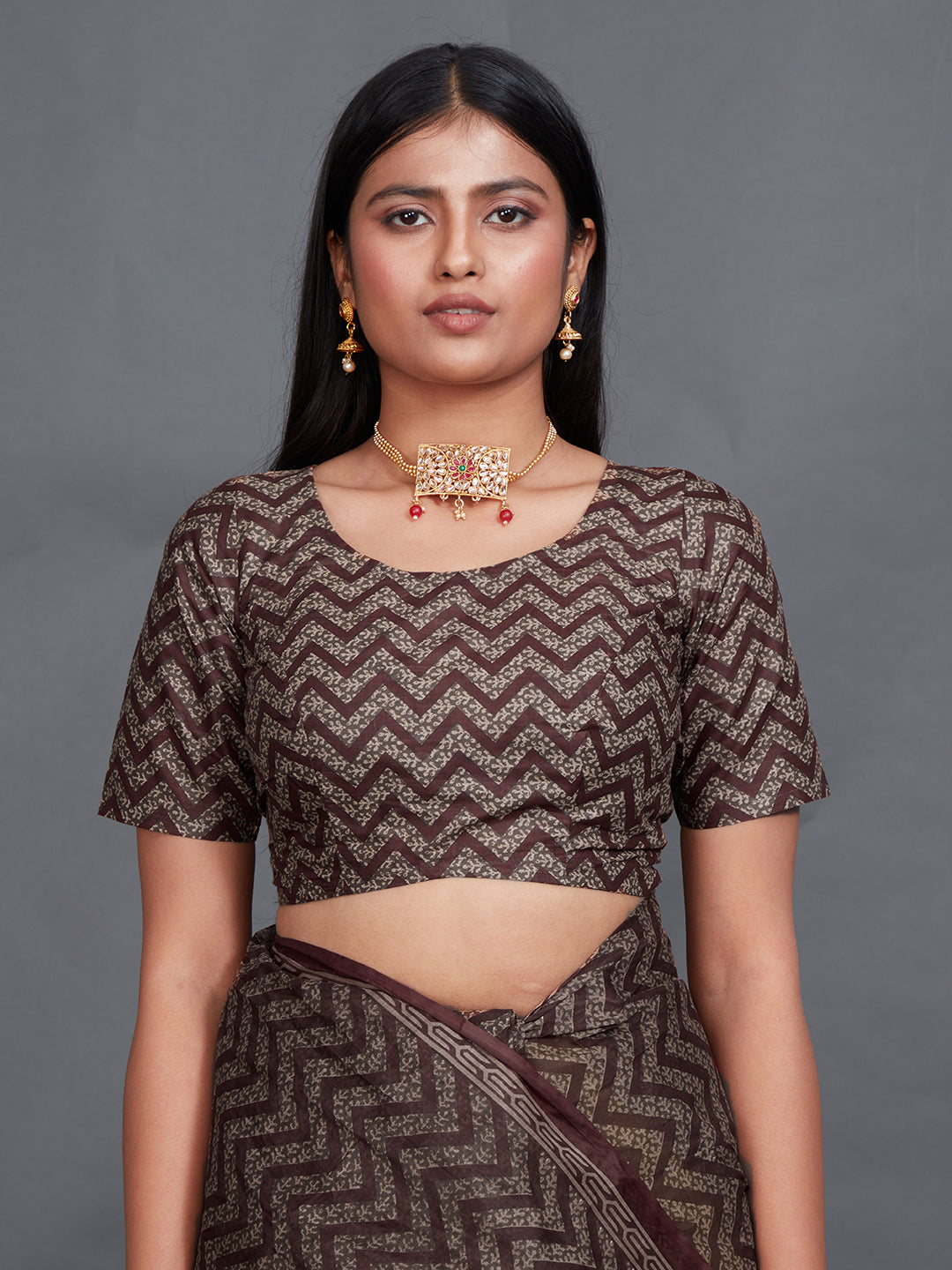 SAMAIRA Wine Printed Pure Cotton Saree