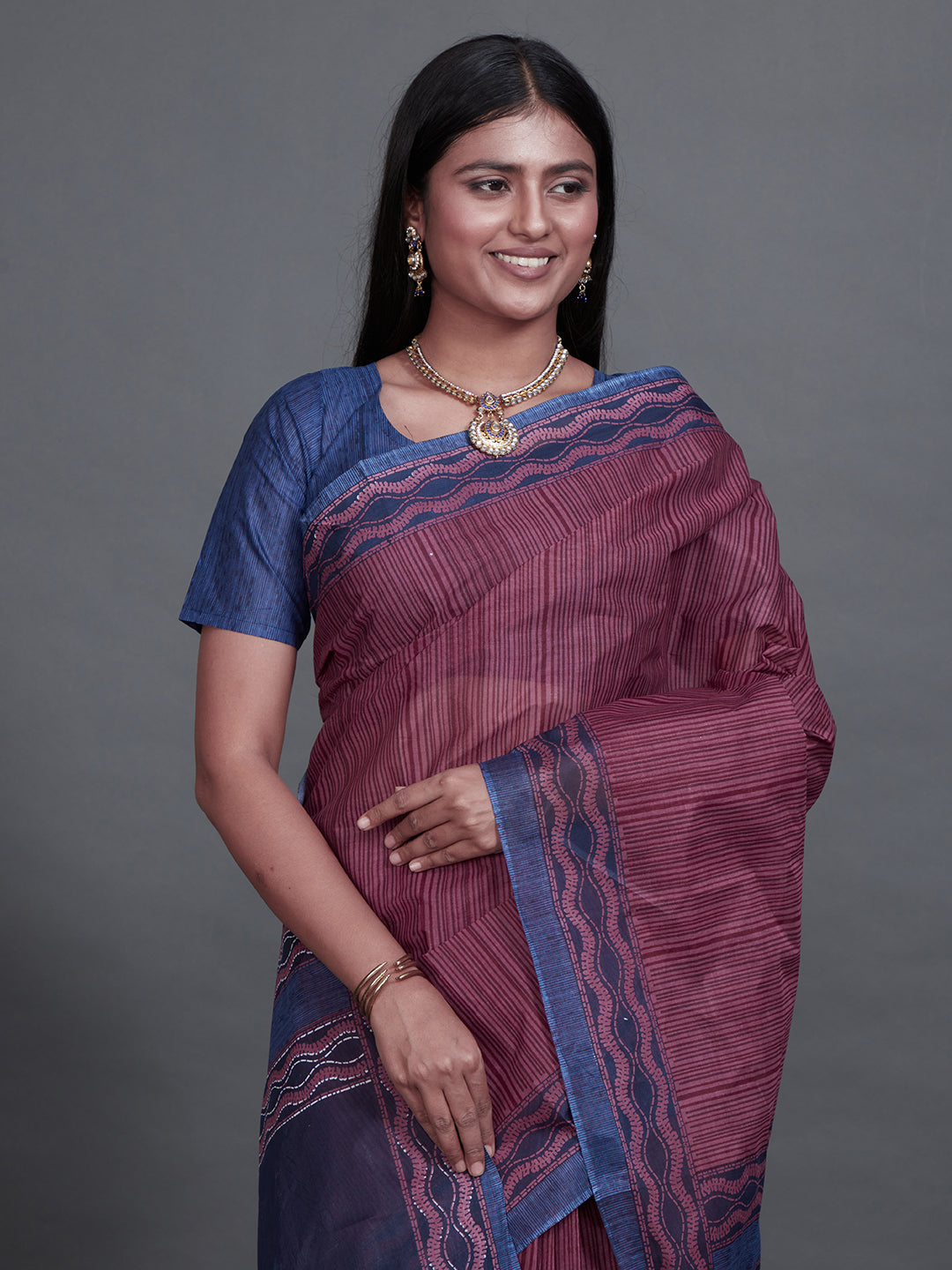 SAMAIRA Pink Printed Pure Cotton Saree