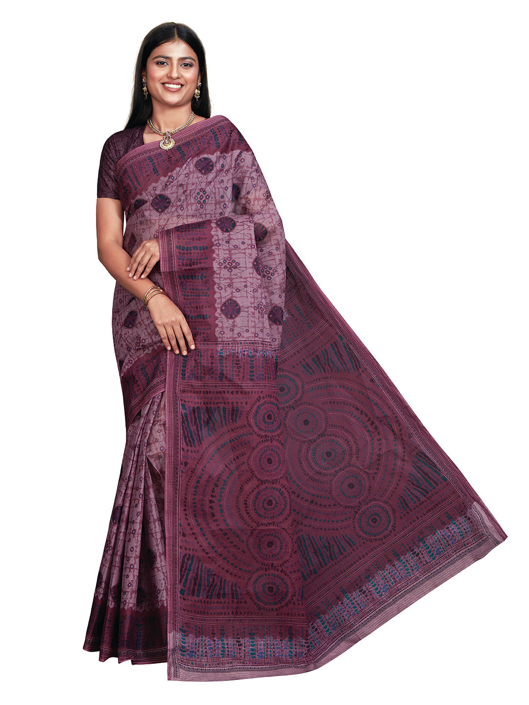 SAMAIRA Purple Printed Pure Cotton Saree