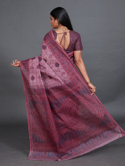 SAMAIRA Purple Printed Pure Cotton Saree
