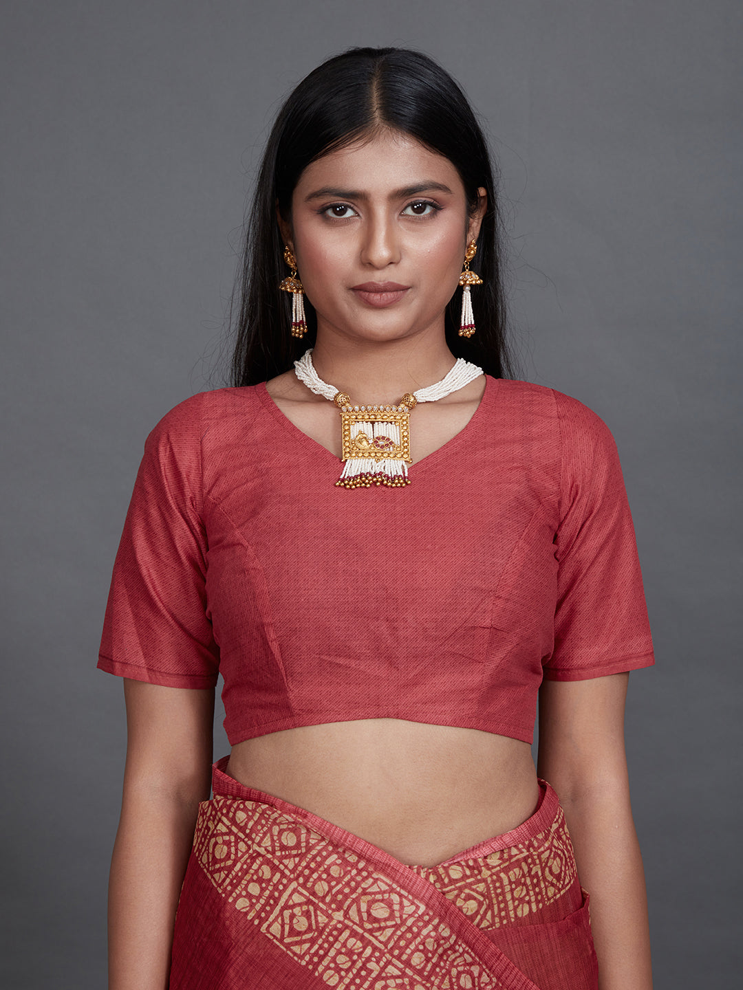 TANUSHRI Red Printed Pure Cotton Saree
