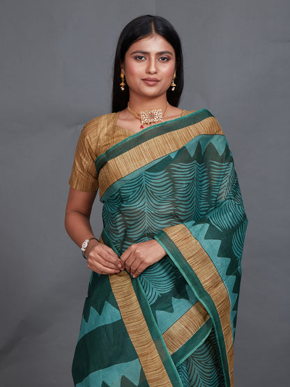 SAMAIRA Green Printed Pure Cotton Saree