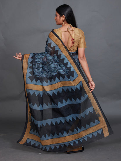 SAMAIRA Grey Printed Pure Cotton Saree