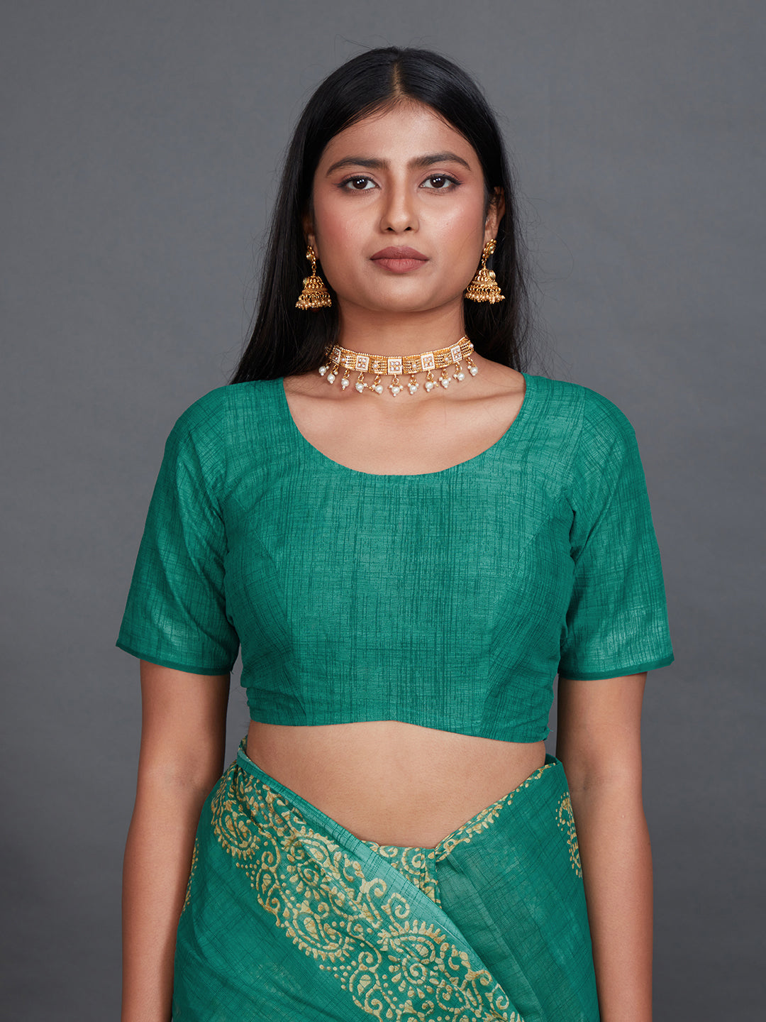 TANUSHRI Green Printed Pure Cotton Saree